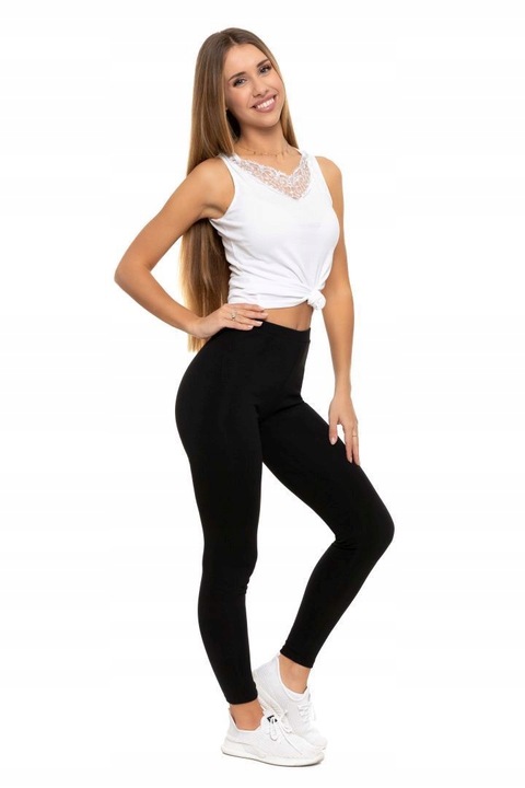 LEGGINSY DAMSKIE CZARNE ELASTYCZNE OCIEPLANE WYSOKI STAN GETRY MORAJ