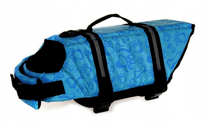 KAMIZELKA RATUNKOWA DLA PSA do WODY KAPOK do PŁYWANIA ODBLASK NIEBIESKA r S