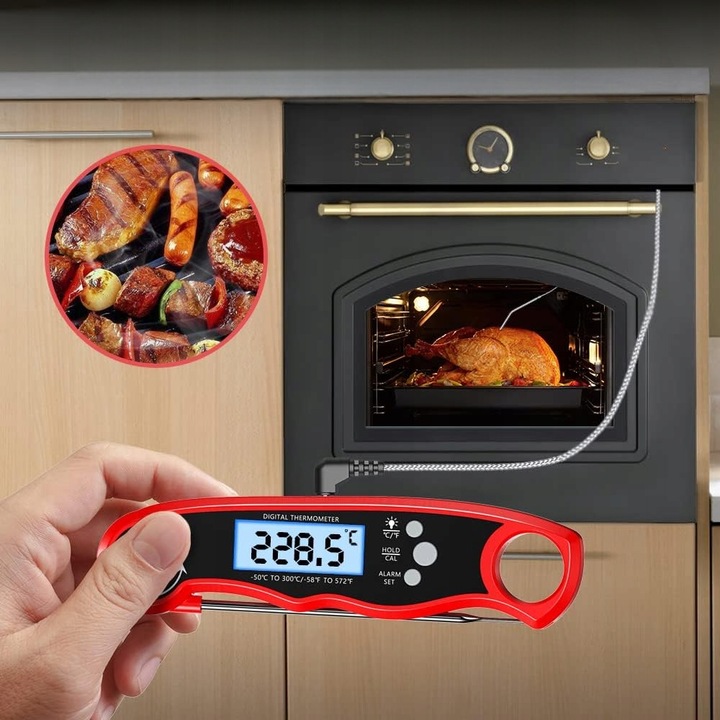 TERMOMETR KUCHENNY -50-300°C BEZPRZEWODOWY CYFROWY LCD SONDA DO MIĘS STEKÓW