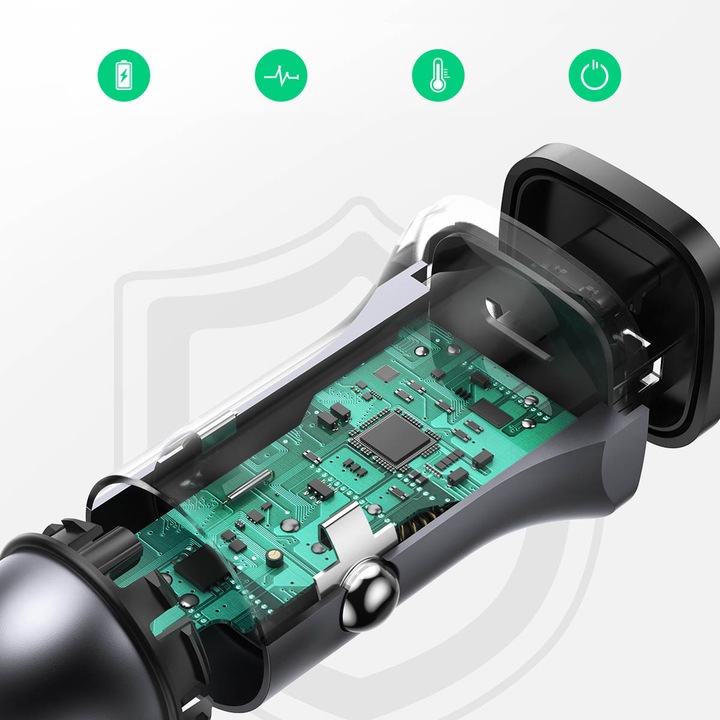 UGREEN SZYBKA ŁADOWARKA SAMOCHODOWA USB-A / USB-C 12-24V 30W
