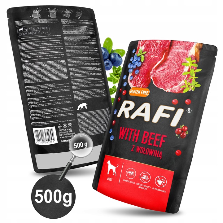 MOKRA KARMA DOLINA NOTECI RAFI ADULT BEZ ZBÓŻ SASZETKA MIX SMAKÓW 24 x 500G