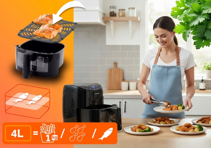 FRYTKOWNICA BEZTŁUSZCZOWA AIR FRYER FRYTOWNICA 4L BERDSEN 1500W