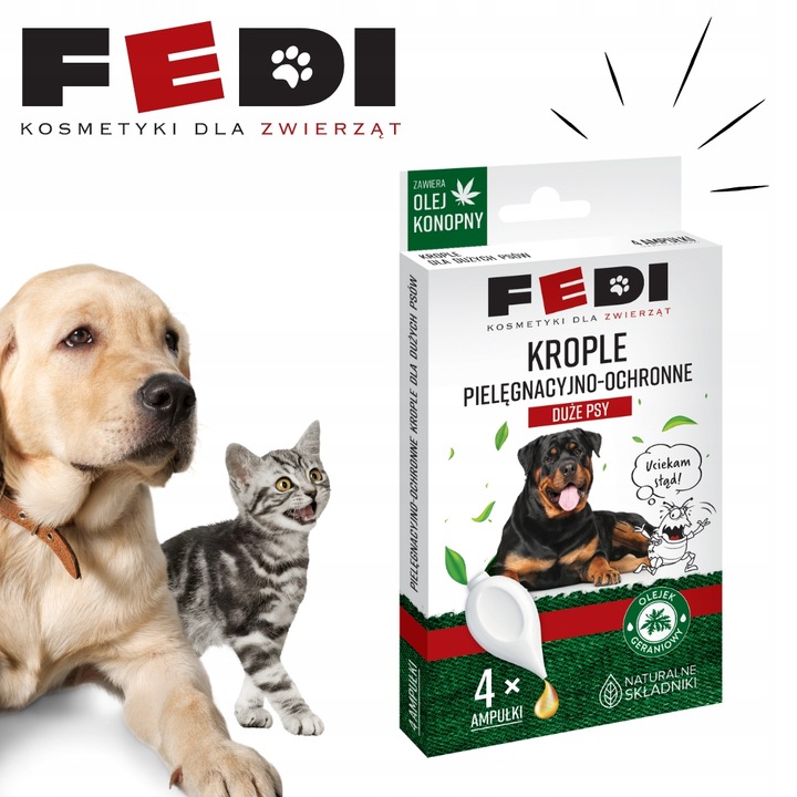 Fedi Krople na Pchły i Kleszcze dla Dużych Psów L Ampułki 4x4 ml