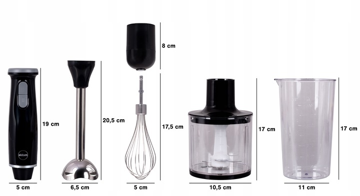 Blender wielofunkcyjny ręczny rozdrabniacz zestaw mikser czarny Eldom