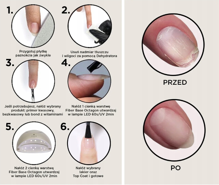 Didier Lab Ultramocna baza hybrydowa Fiber Base Octagon włókno 10ml bez TPO