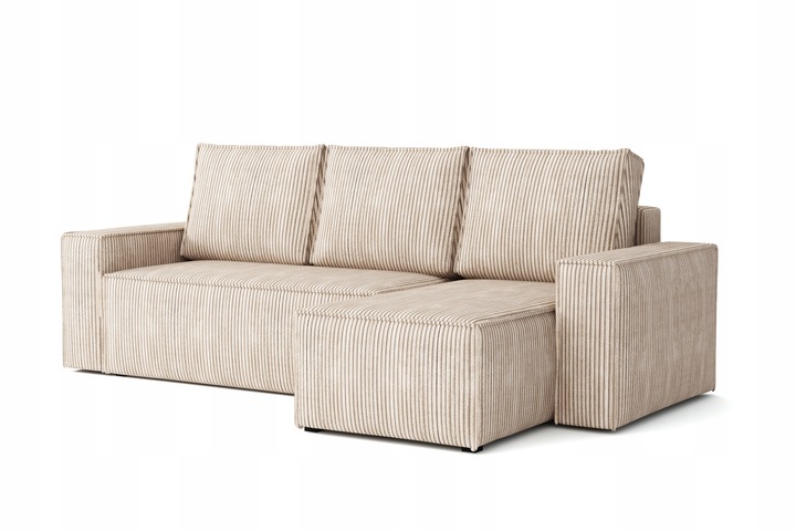 Narożnik Rozkładany BERGAMO Sztruks Rogówka z Funkcją Spania Pościel