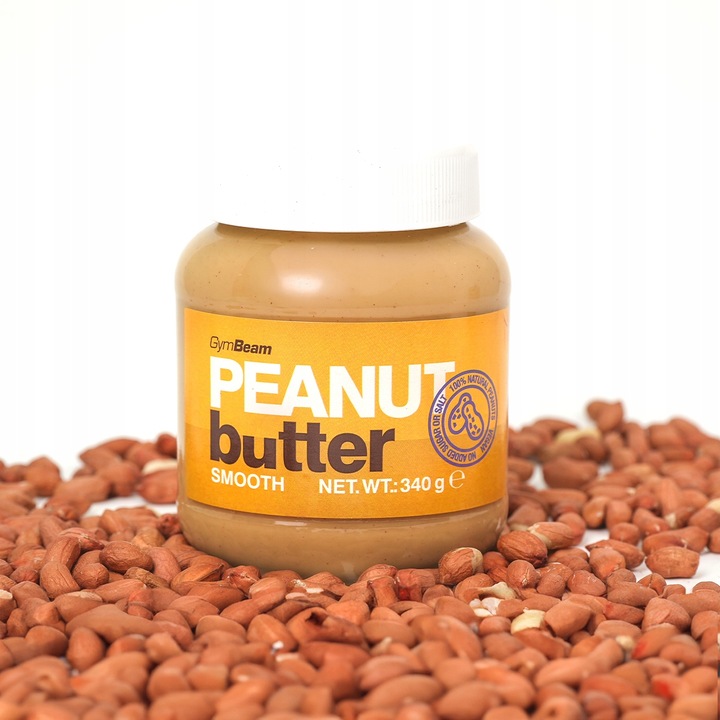 MASŁO ORZECHOWE 100% PEANUT BUTTER BEZ CUKRU SOLI GŁADKIE GymBeam 900g