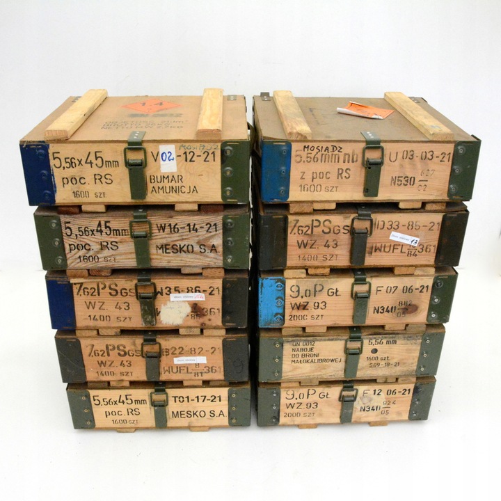 Skrzynia skrzynka drewniana po amunicji 40x35x15cm