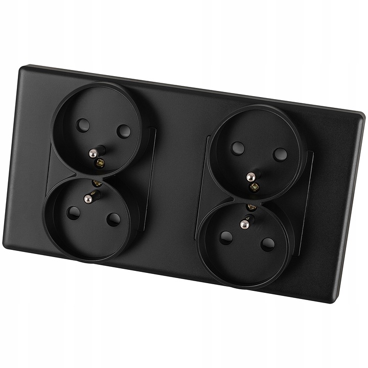 Gniazdo Podwójne Czarne Zestaw Ramka Podwójna i 2 x Gniazdko MIUUN Leo