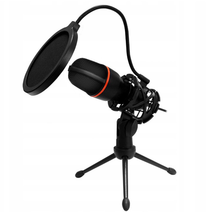 Mikrofon do Komputera Pojemnościowy GAMINGOWY Studyjny KARAOKE Filtr USB