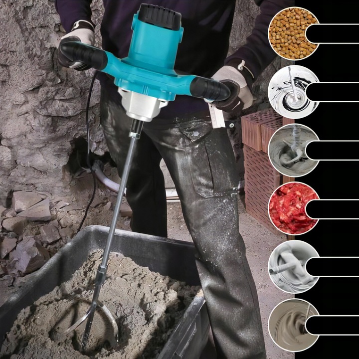 MIESZADŁO DO KLEJU BETONU FARB ELEKTRYCZNE 2600W 2x MIESZALNIK