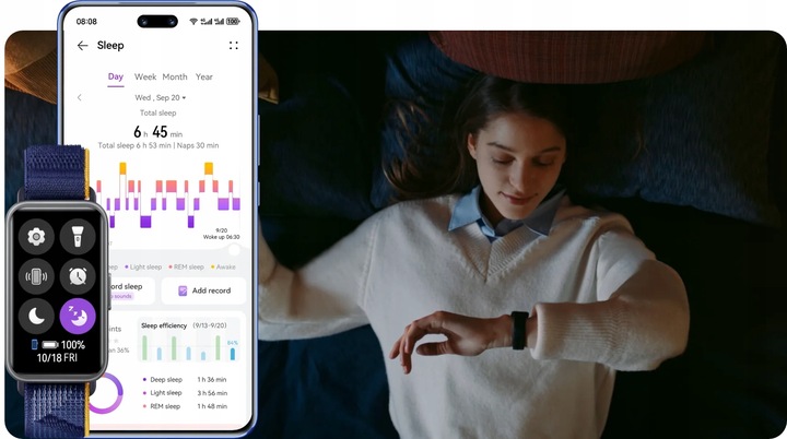HUAWEI BAND 9 Smartwatch Monitorowanie tętna podczas snu Polski Biały