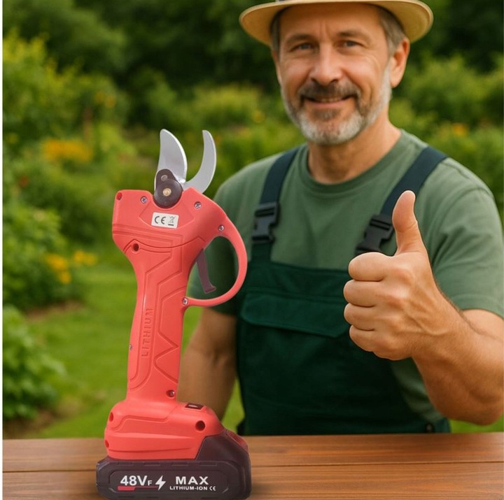 SEKATOR AKUMULATOROWY Ogrodowy Elektryczny Nożyce do Gałęzi Li-Ion 48V