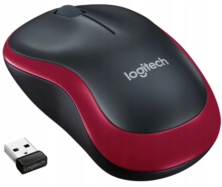 Myszka Bezprzewodowa Logitech M185 Czerwona USB 2.4GHz Optyczna IDEALNA