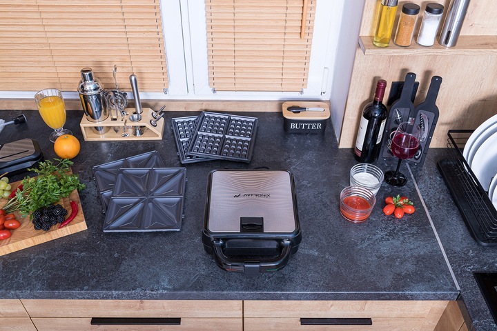 OPIEKACZ GOFROWNICA TOSTER DO KANAPEK GRILL WYMIENNE WKŁADY 3w1 MOC