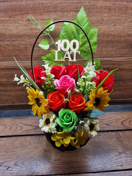 Bukiet kosz upominkowy kwiaty mydlane PACHNĄCE