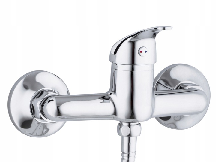 Bateria prysznicowa ścienna srebran jednouchwytowa ze słuchawką i