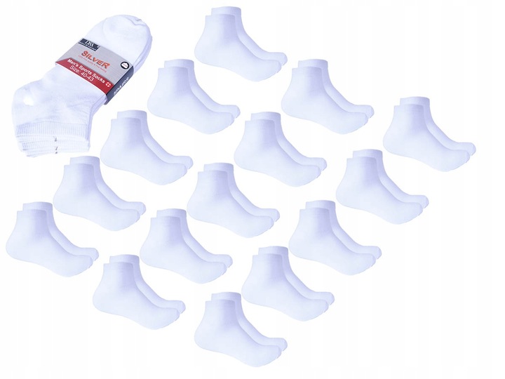 15x KRÓTKIE SKARPETY Bawełniane ODDYCHAJĄCE SKARPETKI sportowe Białe 40-43