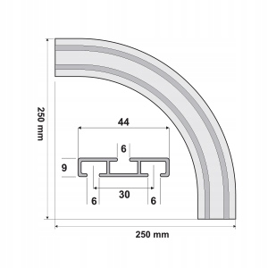 Kowalski Łuk 90°do szyny aluminiowej białej