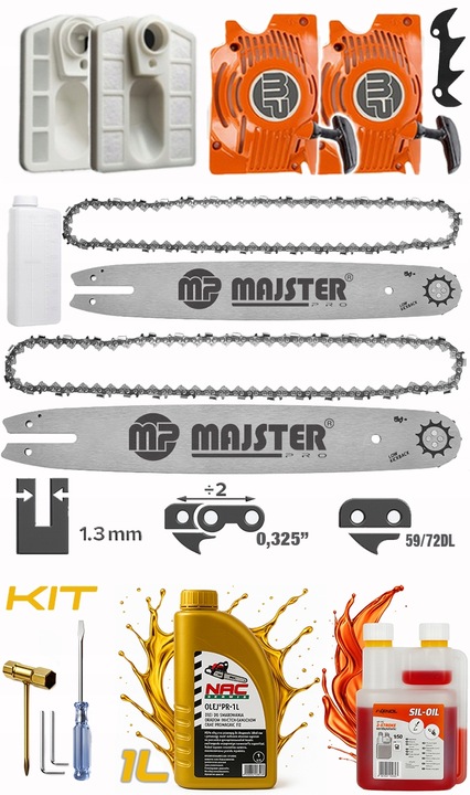 PIŁA SPALINOWA PILARKA ŁAŃCUCHOWA 5,7km 58cm3 2x łańc/prowad/olej+2x