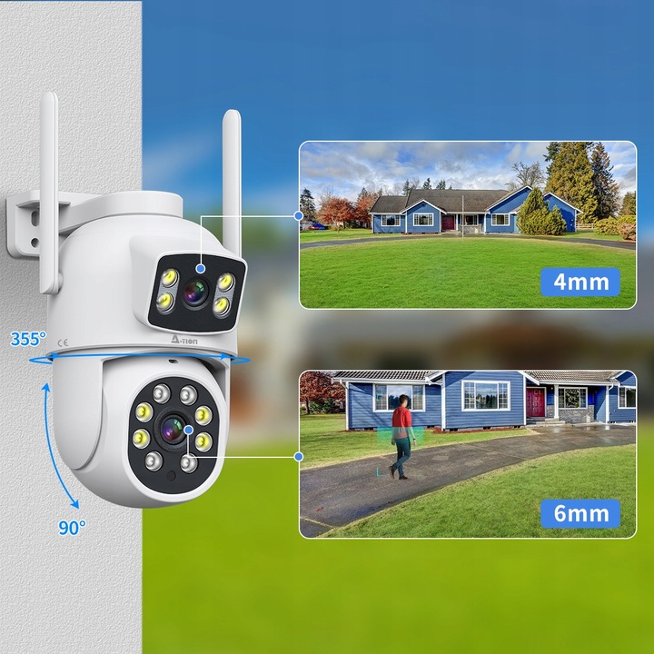 ZEWNĘTRZNA OBROTOWA KAMERA IP WIFI 8MP 4K 2 Ekrany A-1005