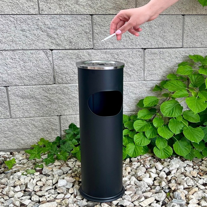 POPIELNICZKA ZEWNĘTRZNA STOJĄCA KOSZ NA ŚMIECI 12 L ŚMIETNIK POPIELNICA 2w1