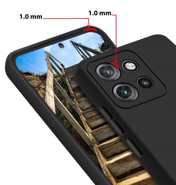 Etui do Motorola Moto EDGE 50 Neo silikonowe MATOWE CZARNE + Szkło ochronne