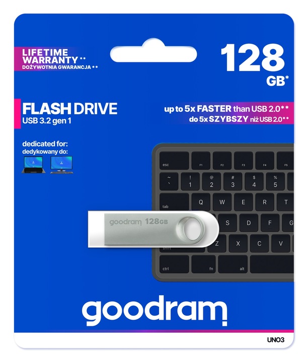 Pendrive GOODRAM 128GB UNO3 Silver USB 3.2