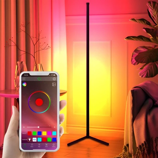 LAMPA PODŁOGOWA STOJĄCA LED RGB NAROŻNA PILOT APKA