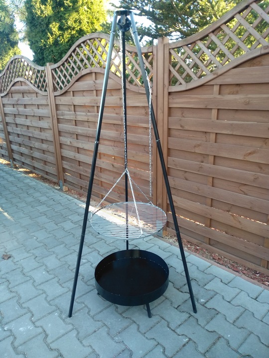 GRILL OGRODOWY WISZĄCY TRÓJNÓG PALENISKO WĘGLOWY 5