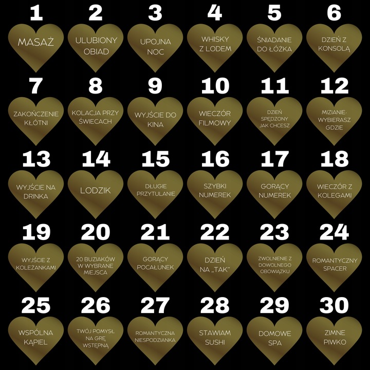 KUPONY PRZYJEMNOŚCI ZDRAPKI 12 sztuk DLA CHŁOPAKA DZIEWCZYNY WALENTYNKI