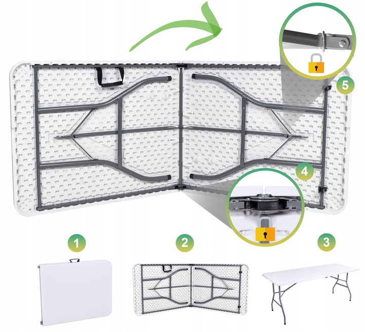 Stół skłądany kateringowy 74 x 180 x 73,5 cm biały