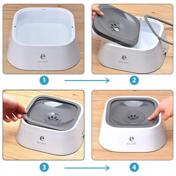 DUŻA MISKA NIECHLAPIĄCA DLA PSA 2L ELS PET, PRZENOŚNA, ANTYPOŚLIZGOWA