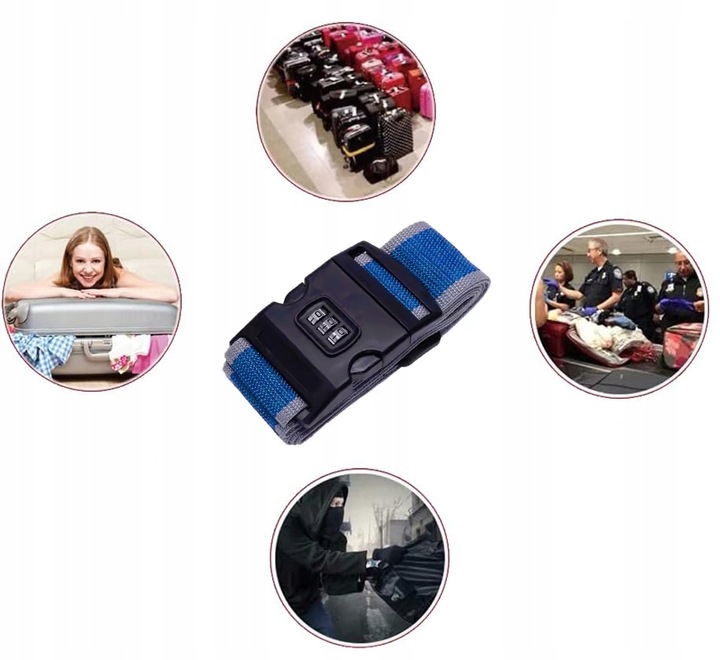 PAS BAGAŻOWY DO WALIZEK ZABEZPIECZAJĄCY Z KODEM KOD ETYKIETA