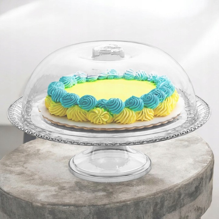 PATERA JEDNOPOZIOMOWA Z KLOSZEM 34CM NA CIASTO CIASTKA OWOCE TACA OSŁONKA