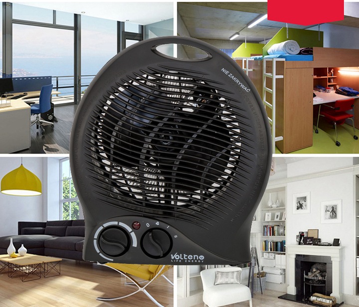 Grzejnik elektryczny Volteno 2000 W czarny 230 x 270 mm