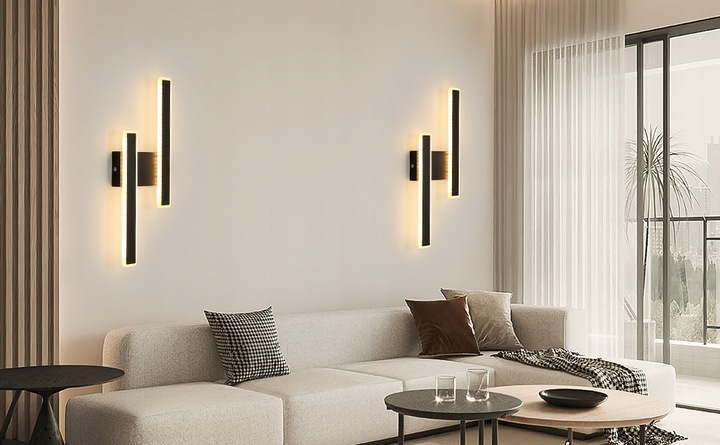 LAMPA SCIENNA KINKIET LED CZARNA NOWOCZESNA KORYTARZ DO SALONU 3000K