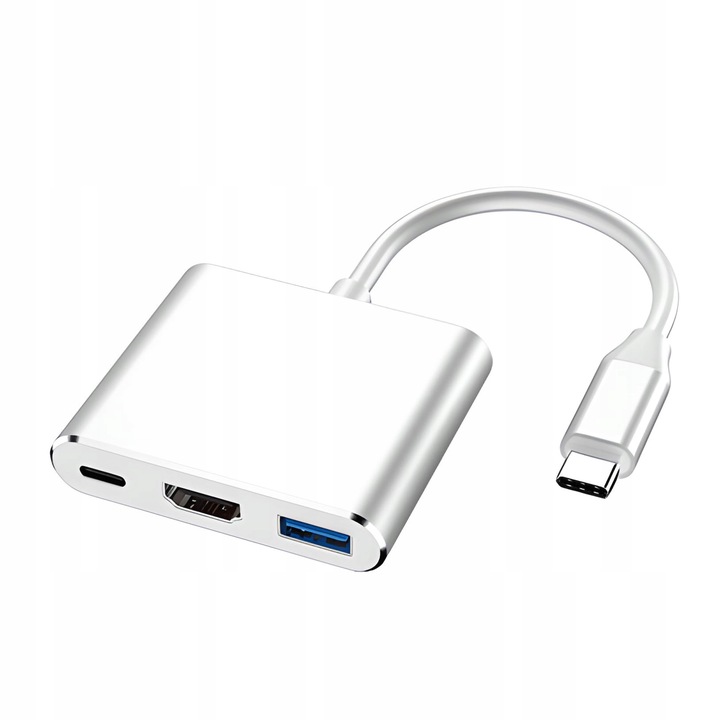 PRZEJŚCIÓWKA ADAPTER 3W1 USB-C 4K HDMI HUB USB 3.0 KONWERTER 100W 3A