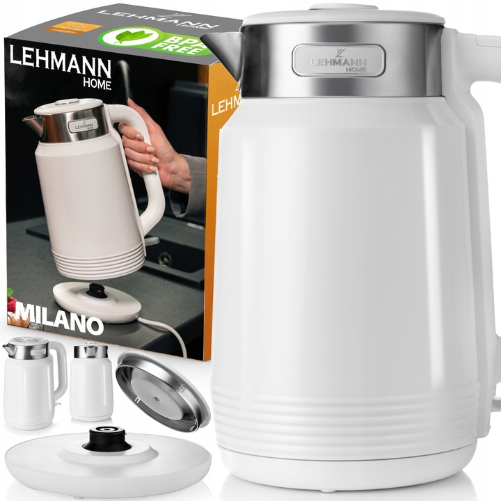 CZAJNIK ELEKTRYCZNY BEZPRZEWODOWY 2200W MOCNY BIAŁY STALOWY DUŻY 2,0L