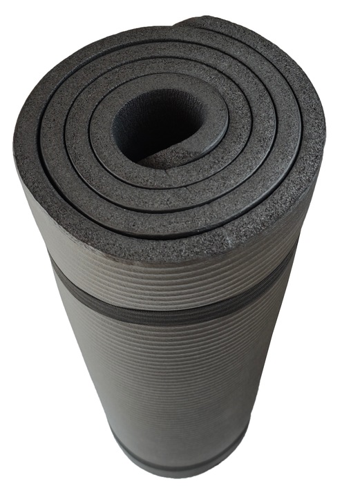 Mata do ćwiczeń jogi gimnastyczna karimata gruba czarna 1,5CM / 15MM NBR