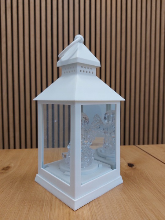 LAMPION Z ANIOŁKIEM ŚWIECĄCY NA BATERIE R6 LATARENKA BIAŁY ANIOŁ ZNICZ