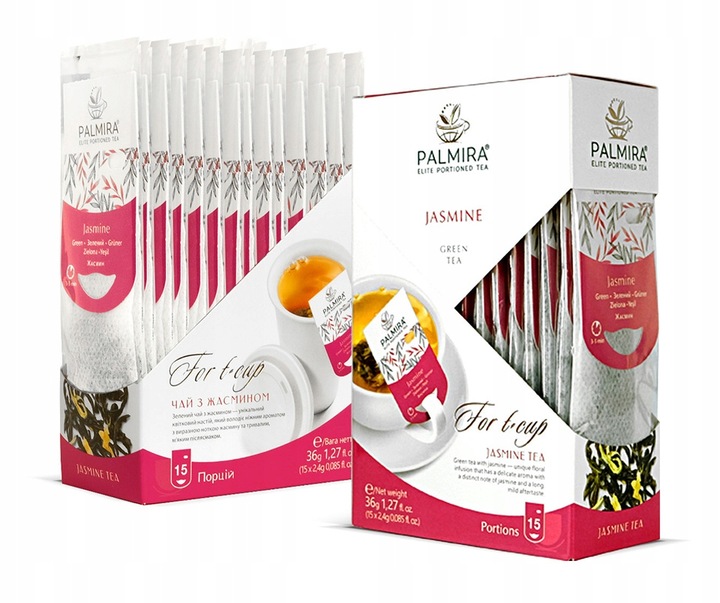 Herbata zielona liścasta deluxe z kwiatami jaśminu Palmira 15 saszetek
