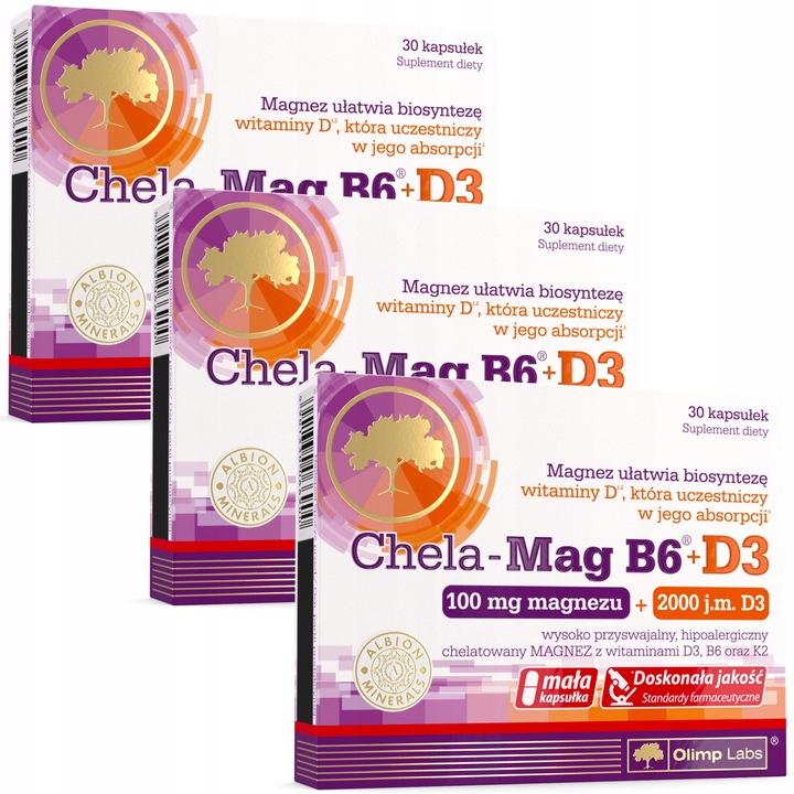 OLIMP CHELA-MAG B6+D3 33X0kaps MAGNEZ WITAMINA D3 B6 K2 MINERAŁY