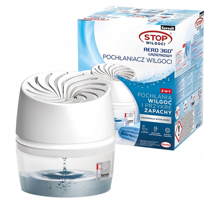 CERESIT POCHŁANIACZ AERO 360 STOP WILGOCI TABLETKI URZĄDZENIE DO ŁAZIENKI