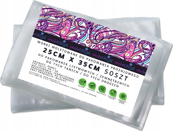 Worki Moletowane do Pakowania Próżniowego Do Zgrzewarki 25x35cm cm 50 szt
