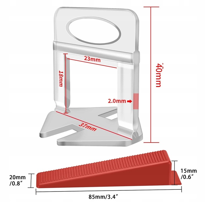 MOCNY ZESTAW SYSTEM POZIOMOWANIA PŁYTEK KLIPSY KLINY SZCZYPCE 2mm