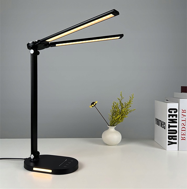 Podwójna Lampka Biurkowa LED Lampa na Biurko Kreślarska 24W Aluminium