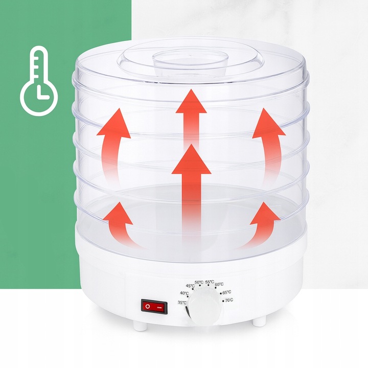 SUSZARKA SPOŻYWCZA DO GRZYBÓW OWOCÓW WARZYW REGULACJA 5 POZIOMÓW 500W