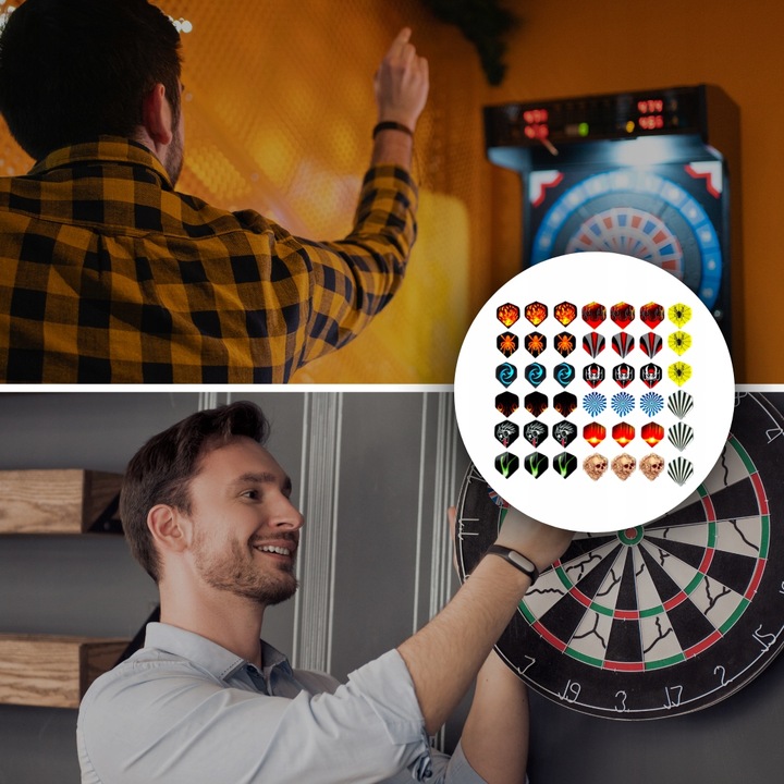 ZESTAW 12 RZUTEK DO DARTA 100 GROTÓW + 42 PIÓRKA RZUTKI DART GRA PALETKI