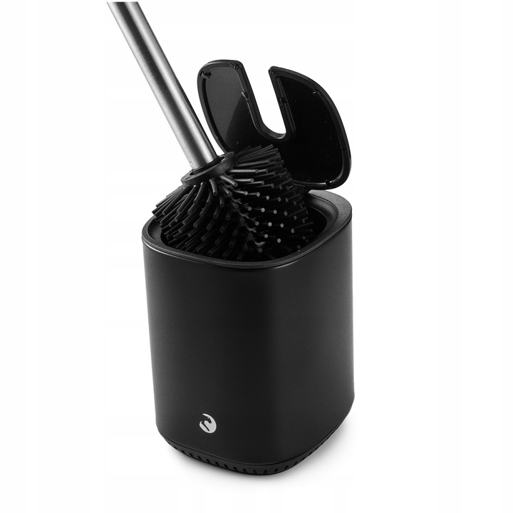 SZCZOTKA DO WC SILIKONOWA CZARNA TOALETOWA STAL NIERDZEWNA METALOWY STOJAK